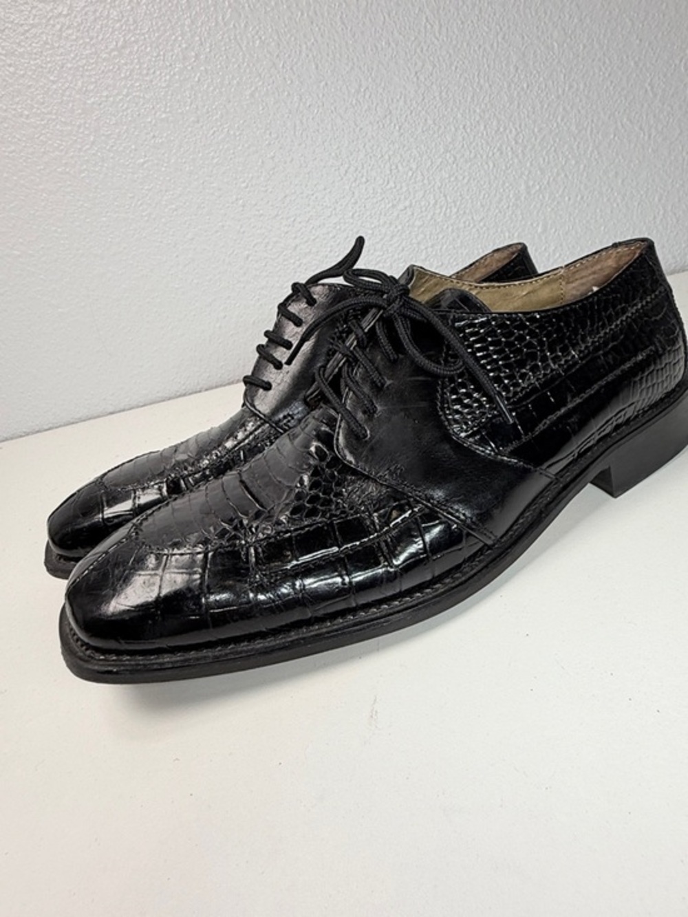 Stacy Adams Genuine Snake Leather Croc Embossed Oxford Dress Shoes men size 9